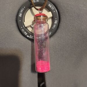 💸 Fairy Dust Pink Glitter Bottle Pendant Necklace With Dragonfly Wing